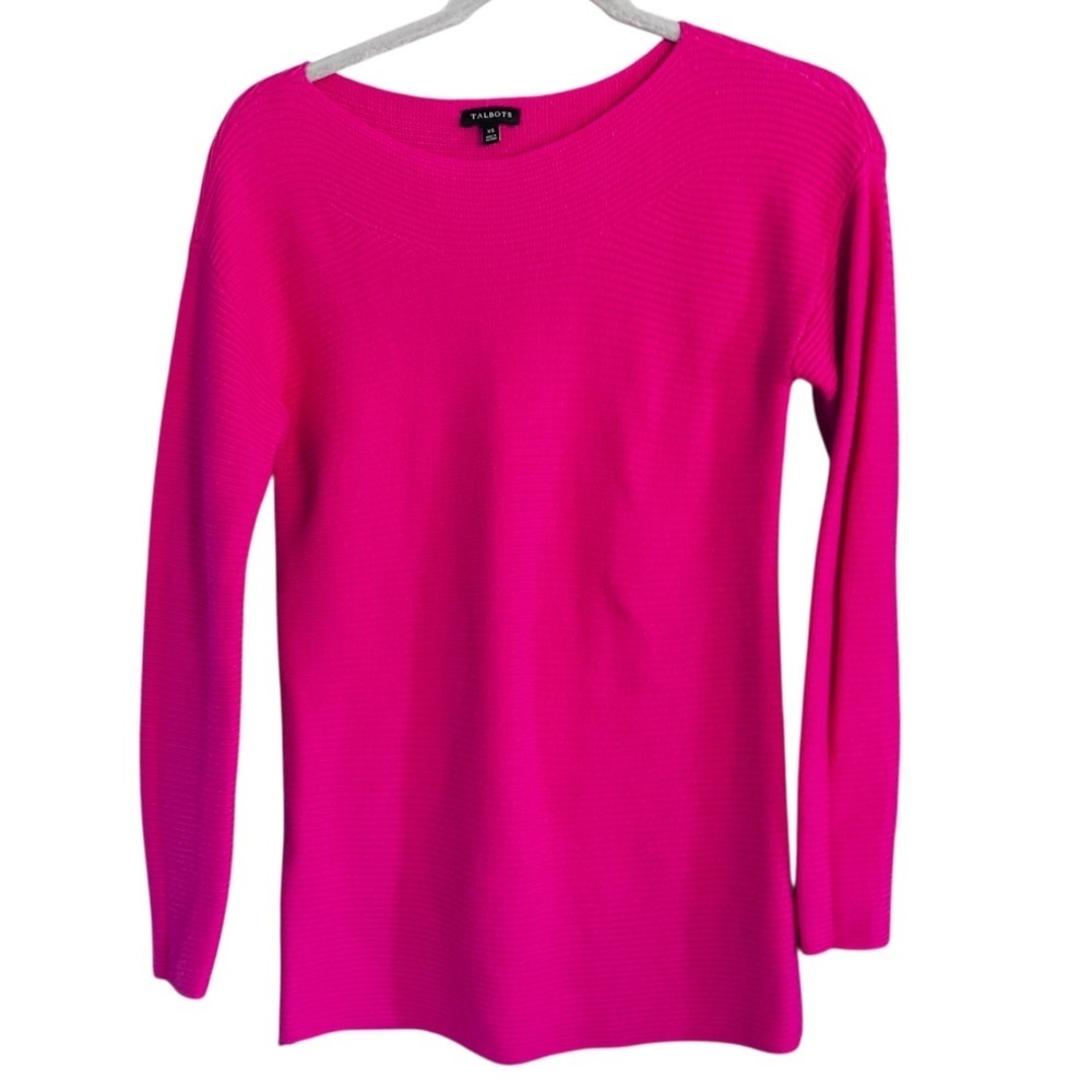 Talbots Lambswool Blend Ribbed Hot Pink Sweater size XS